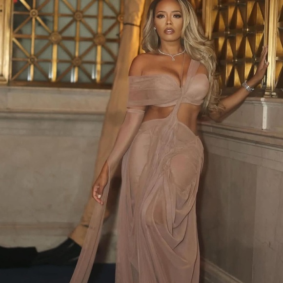 Elegant Sheer Off-Shoulder Gown